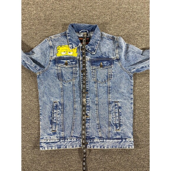 Members Only SpongeBob Jacket Blue Denim Jean Trucker Bomber Coat Mens Sz Medium - Picture 5 of 12